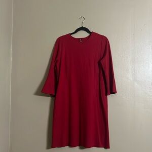 J.Jill Ponte Dress SzMP True Red Bell Sleeves Side Pockets Career Special Events